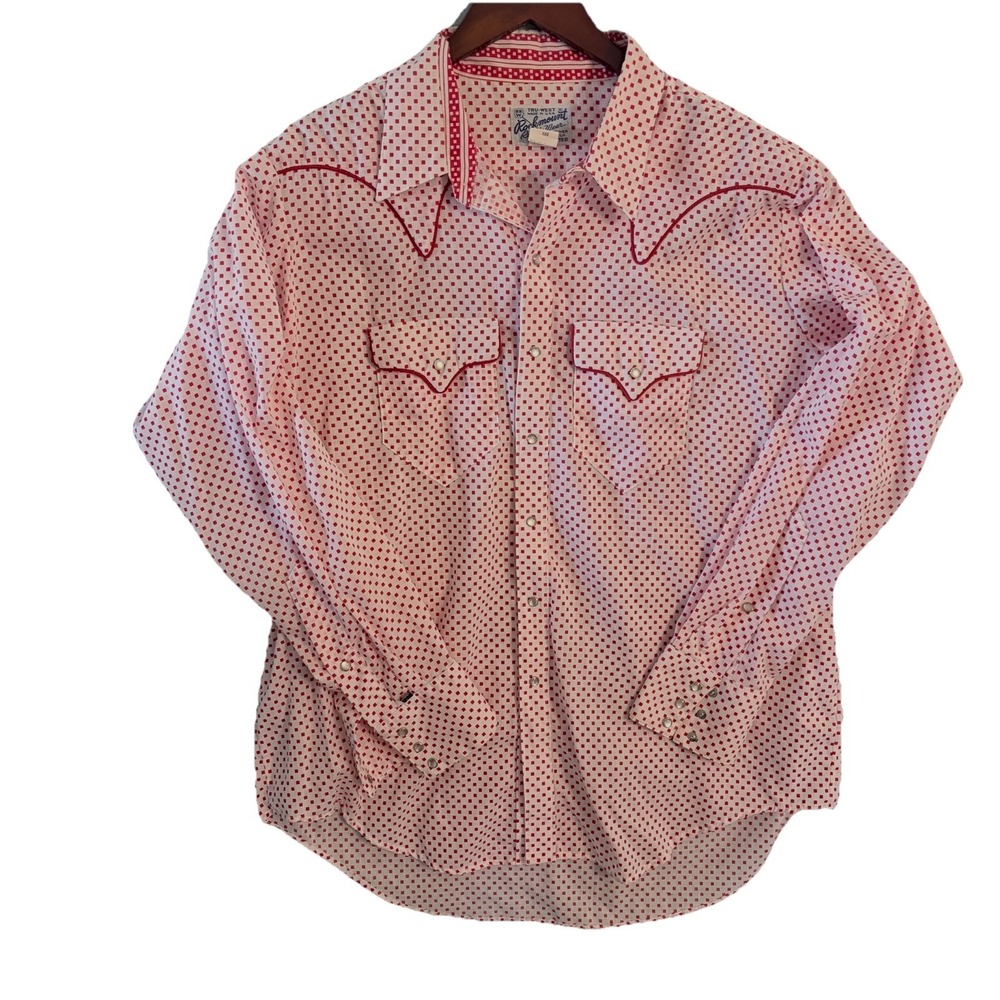 VINTAGE Rockmount Ranch Shirt Men‎ 17.5-35 Red Pearl Snap Western Button Up